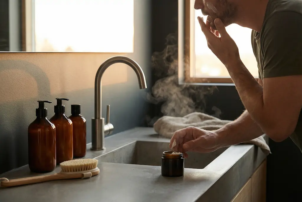 Homme préparant soigneusement sa journée