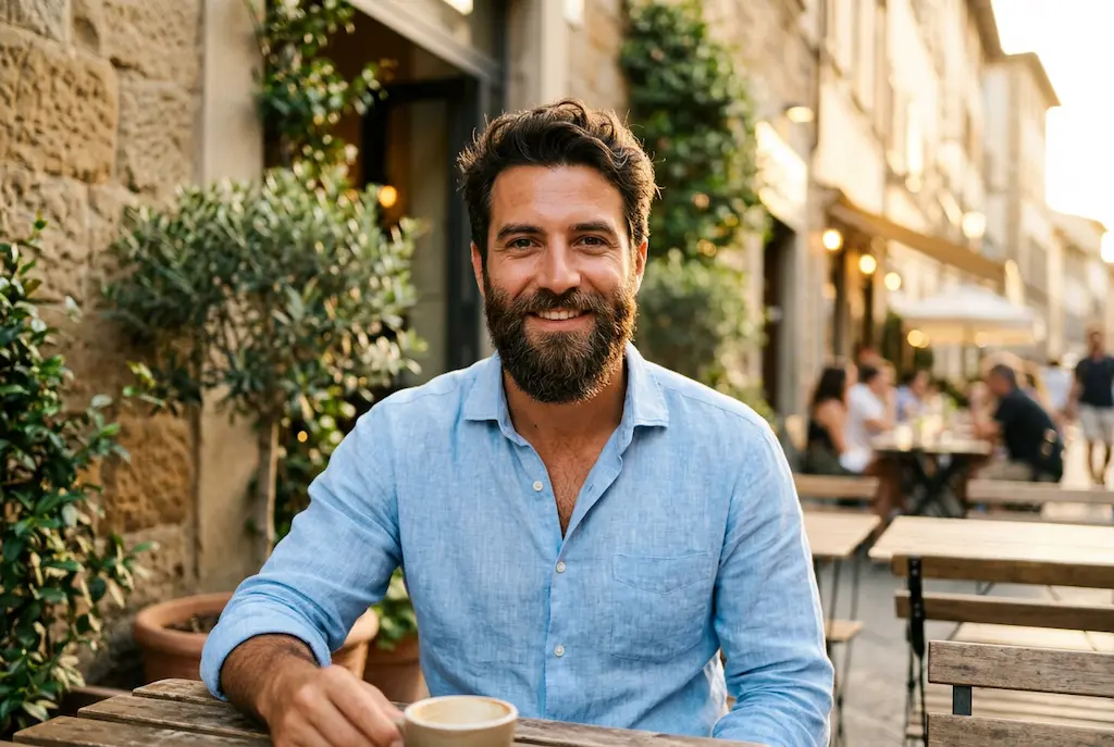 barbe douce soignée homme confiant